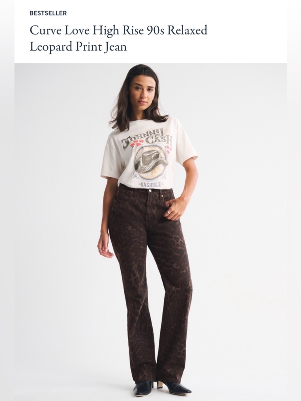 High-Rise Relaxed Leopard Print Jeans - Brown
